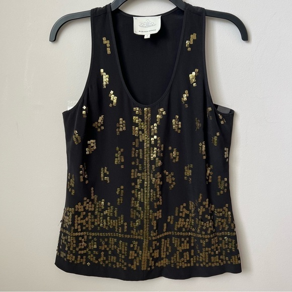 Madison Marcus Silk Tank Top Sequins Sparkle Cocktail Party Black Size S - Picture 1 of 5